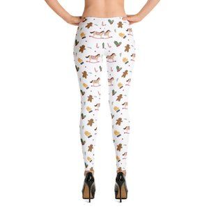 White Christmas Holly Horse Leggings